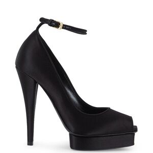 Black Velvet Platform Peep Toe Heels 125mm